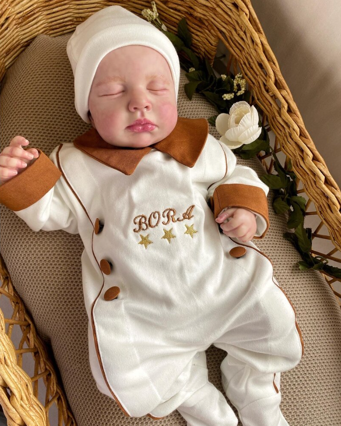 Brown Buttoned Overalls and Hat