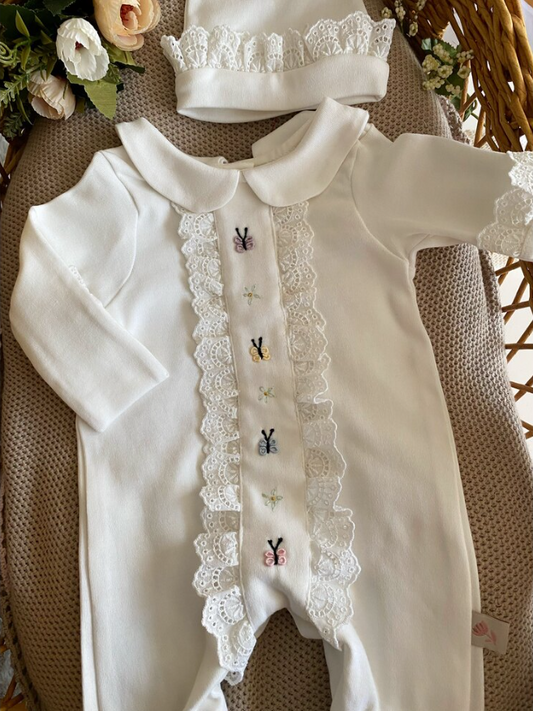 Scallop Girl Butterfly Overalls and Hat