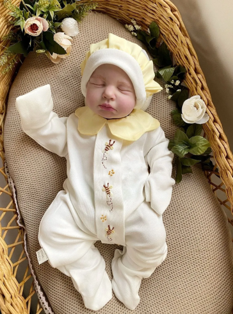 Hand Embroidered Girl Bee Overalls and Hat