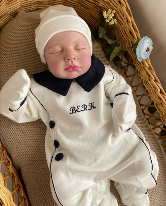 Lacivert Düğmeli Tulum ve Şapkası