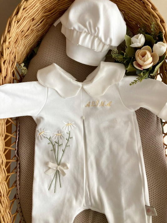 Daisy Bunch Named Newborn Romper and Hat